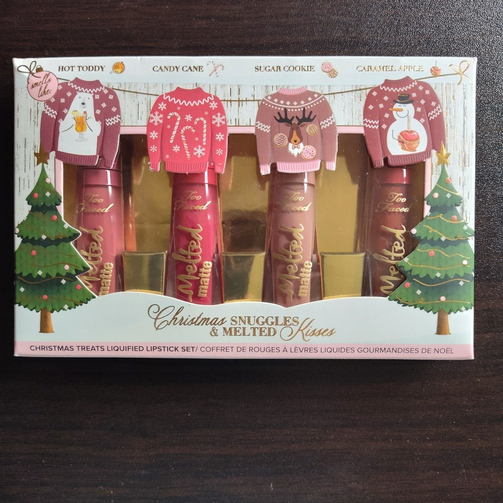 Too Faced lipstick Christmas Snuggles & Melted Kisses Toddy Candy Caramel Apple